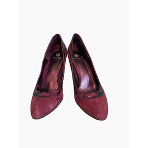 Isola Burgundy Suede & Patent Leather Heels Size 8 Pointed Toe